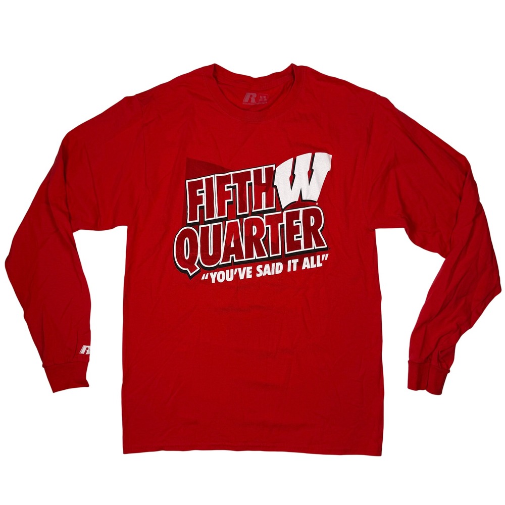 Russell Athletic Fifth Quarter Wisconsin Mens Long Sleeve T-Shirt Red Cotton